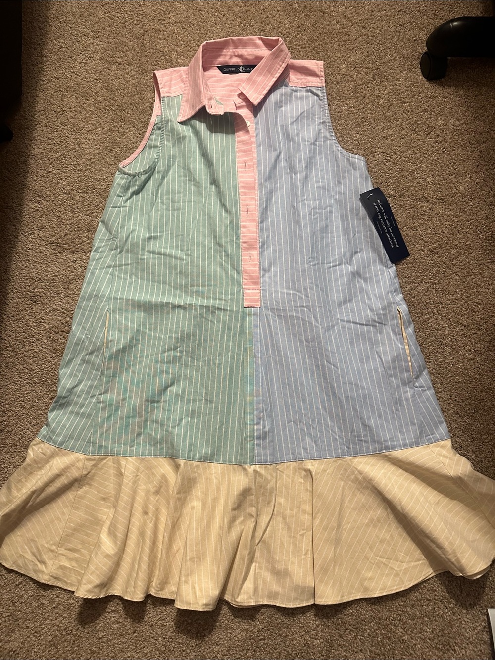 Duffield Lane Pink Striped Button-Up Dress